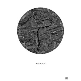 Affiche Prague – Poster vue satellite 6km N&B | Gravura – Fond clair