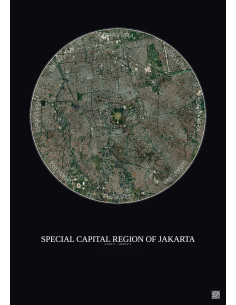 Affiche Special Capital Region Of Jakarta – Poster vue satellite 6km Couleur | Gravura – Fond foncé 2