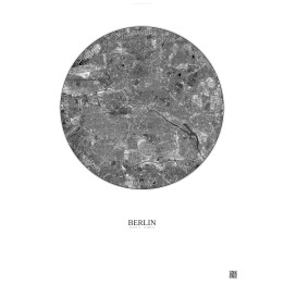 Berlin Satellite View Poster 10km B&W | Gravura – Light background