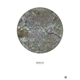 Affiche Berlin – Poster vue satellite 2.5km Couleur | Gravura – Fond clair