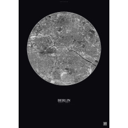 Affiche Berlin – Poster vue satellite 6km N&B | Gravura – Fond foncé