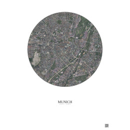 Munich Satellite View Poster 2.5km Color | Gravura – Light background