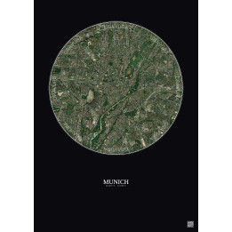 Affiche Munich – Poster vue satellite 5km Couleur | Gravura – Fond foncé