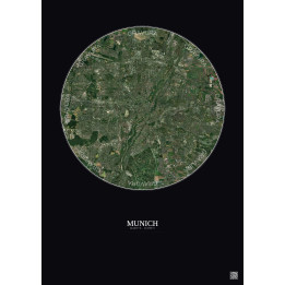 Munich Satellite View Poster 10km Color | Gravura – Dark background