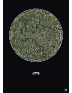 Rome Satellite View Poster 10km Color | Gravura – Dark background 2