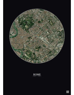 Rome Satellite View Poster 2.5km Color | Gravura – Dark background 2