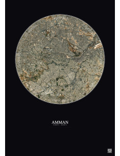 Amman Satellite View Poster 6km Color | Gravura – Dark background 2