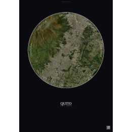 Affiche Quito – Poster vue satellite 10km Couleur | Gravura – Fond foncé