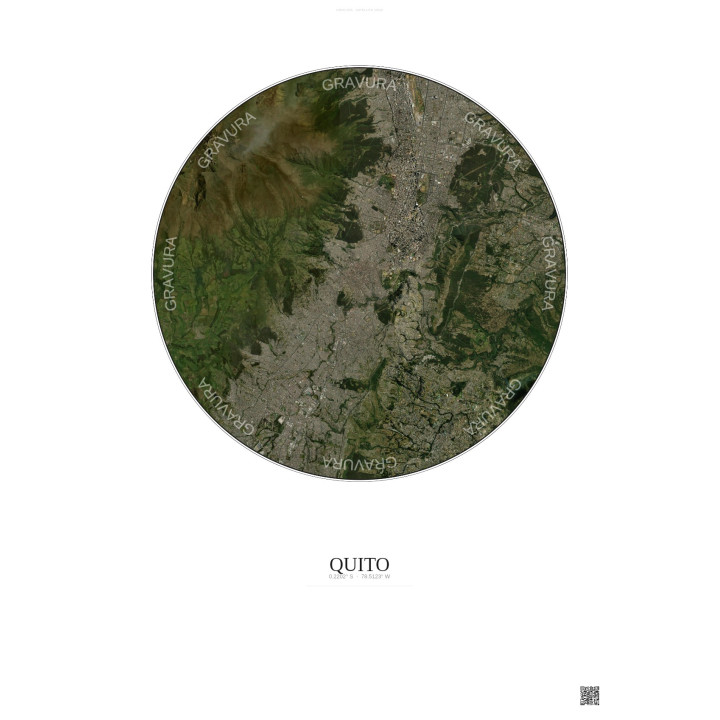 Affiche Quito – Poster vue satellite 10km Couleur | Gravura – Fond clair
