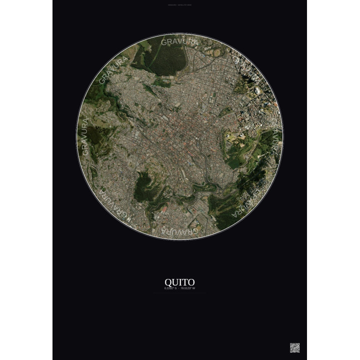 Affiche Quito – Poster vue satellite 2.5km Couleur | Gravura – Fond foncé