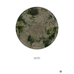 Affiche Quito – Poster vue satellite 2.5km Couleur | Gravura – Fond clair