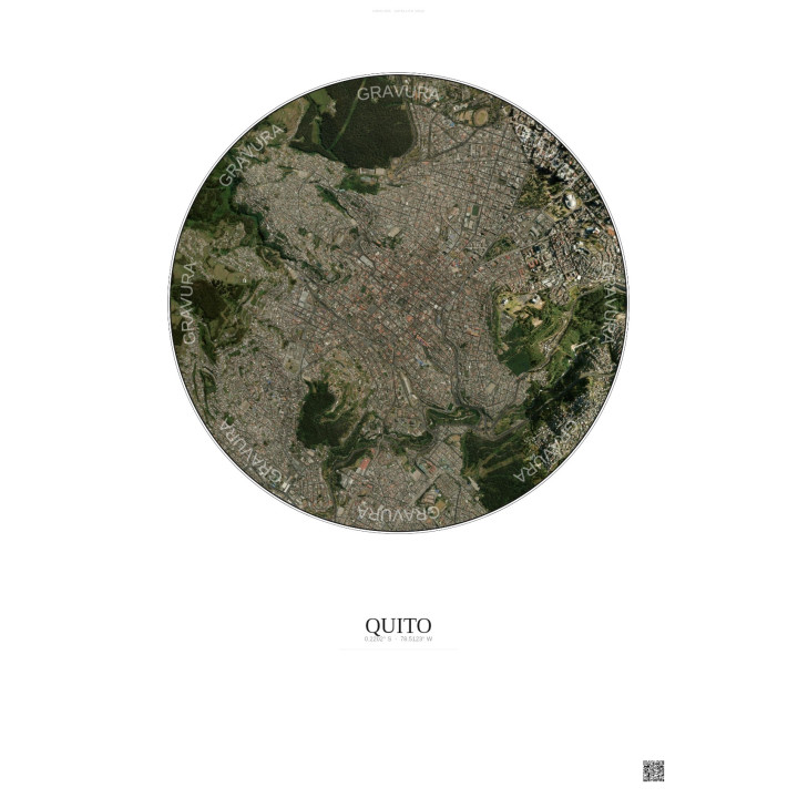 Affiche Quito – Poster vue satellite 2.5km Couleur | Gravura – Fond clair