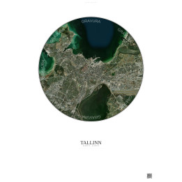 Tallinn Satellite View Poster 6km Color | Gravura – Light background