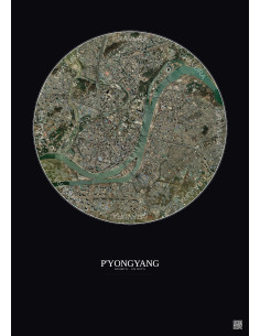 Affiche P Yongyang – Poster vue satellite 6km Couleur | Gravura – Fond foncé