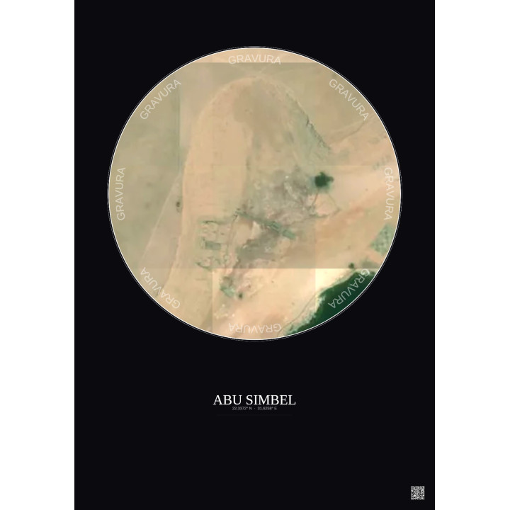 Affiche Abu Simbel – Poster vue satellite 0.1km Couleur | Gravura – Fond foncé