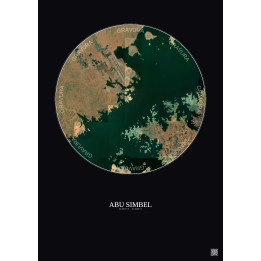 Affiche Abu Simbel – Poster vue satellite 10km Couleur | Gravura – Fond foncé