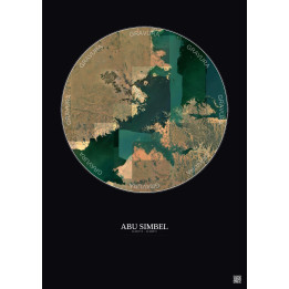 Affiche Abu Simbel – Poster vue satellite 20km Couleur | Gravura – Fond foncé