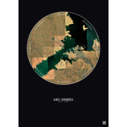 Affiche Abu Simbel – Poster vue satellite 30km Couleur | Gravura – Fond foncé