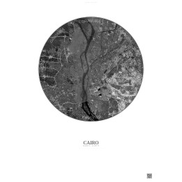 Cairo Satellite View Poster 10km B&W | Gravura – Light background