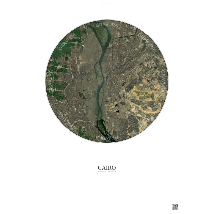 Affiche Cairo – Poster vue satellite 10km Couleur | Gravura – Fond clair