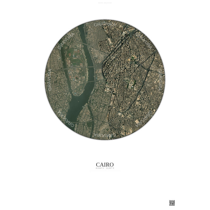 Affiche Cairo – Poster vue satellite 2.5km Couleur | Gravura – Fond clair