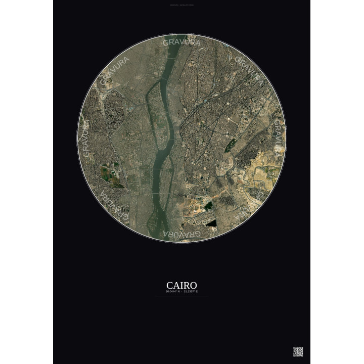 Affiche Cairo – Poster vue satellite 6km Couleur | Gravura – Fond foncé