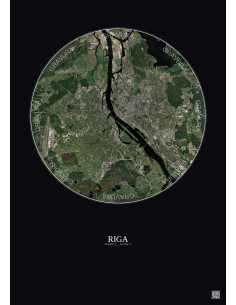 Riga Satellite View Poster 10km Color | Gravura – Dark background 2