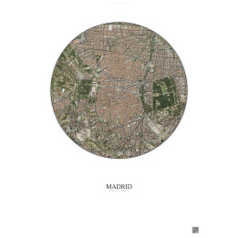 Affiche Madrid – Poster vue satellite 2.5km Couleur | Gravura – Fond clair
