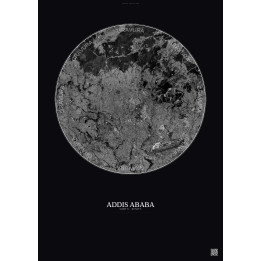 Affiche Addis Ababa – Poster vue satellite 10km N&B | Gravura – Fond foncé
