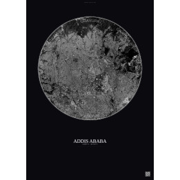Affiche Addis Ababa – Poster vue satellite 6km N&B | Gravura – Fond foncé