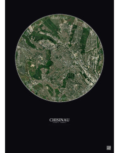 Chisinau Satellite View Poster 6km Color | Gravura – Dark background 2