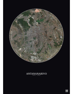 Antananarivo Satellite View Poster 6km Color | Gravura – Dark background 2