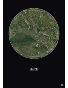 Skopje Satellite View Poster 10km Color | Gravura – Dark background 2