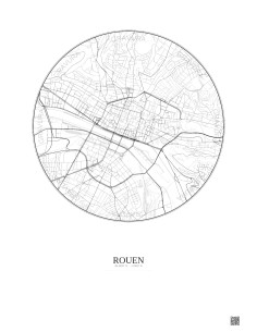 Affiche Rouen – Poster carte de ville 2.5km | Gravura – Fond cla