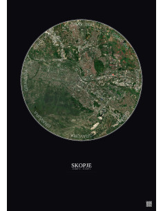 Skopje Satellite View Poster 6km Color | Gravura – Dark background 2