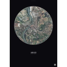 Arles Satellite View Poster 5km Color | Gravura – Dark background