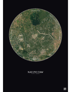 Nay Pyi Taw Satellite View Poster 6km Color | Gravura – Dark background 2