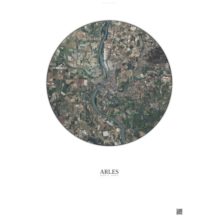 Affiche Arles – Poster vue satellite 10km Couleur | Gravura – Fond clair