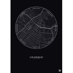 Affiche Los Angeles – Poster carte de ville 2.5km | Gravura – Fond foncé