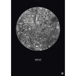 Affiche Arles – Poster vue satellite 10km N&B | Gravura – Fond foncé