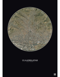 Ulaanbaatar Satellite View Poster 6km Color | Gravura – Dark background 2