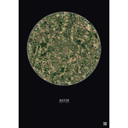 Auch Satellite View Poster 10km Color | Gravura – Dark background