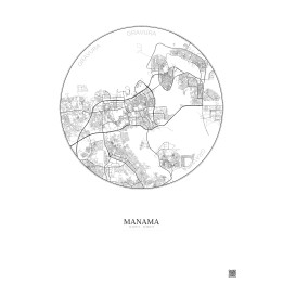 Affiche Manama – Poster carte de ville 10km | Gravura – Fond clair