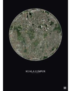 Affiche Kuala Lumpur – Poster vue satellite 10km Couleur | Gravura – Fond foncé 2