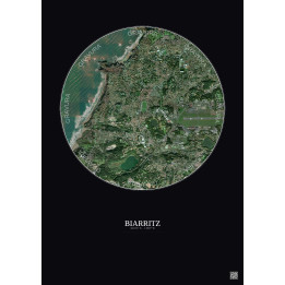 Affiche Biarritz – Poster vue satellite 2.5km Couleur | Gravura – Fond foncé