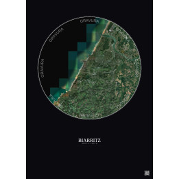 Affiche Biarritz – Poster vue satellite 10km Couleur | Gravura – Fond foncé