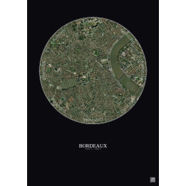 Affiche Bordeaux – Poster vue satellite 2.5km Couleur | Gravura – Fond foncé