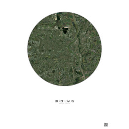 Affiche Bordeaux – Poster vue satellite 10km Couleur | Gravura – Fond clair