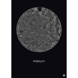 Affiche Bordeaux – Poster vue satellite 5km N&B | Gravura – Fond foncé
