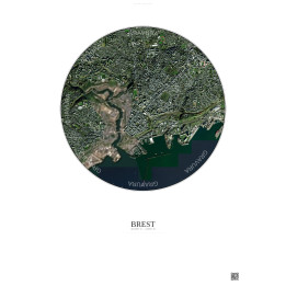 Brest Satellite View Poster 2.5km Color | Gravura – Light background